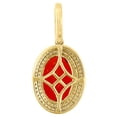 thumbnail image 3 of 10K Yellow Gold Oavl Shape Diamond & Red Gemstone Pendant 1.20" Charm 0.30 Ct, 3 of 5