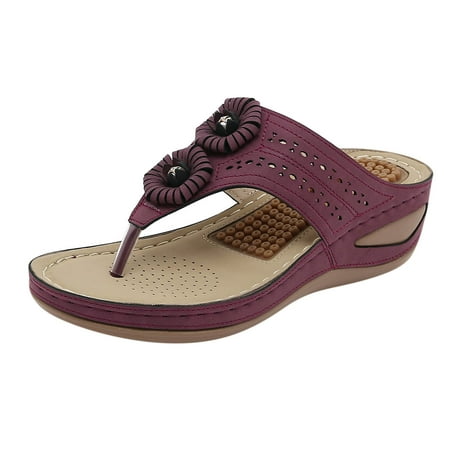 

TUOBARR Flip Flops for Women Women s Flat Shoes Ladies Beach Sandals Summer Non-Slip Causal Slippers Wine