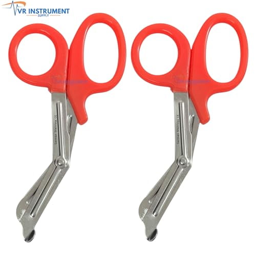 VR Instrument Supply EMT and Trauma Shears 7.5 Inch Bandage Scissors with Non-Stick Blades Orange Handle German Stainless Ce 2 Pcs
