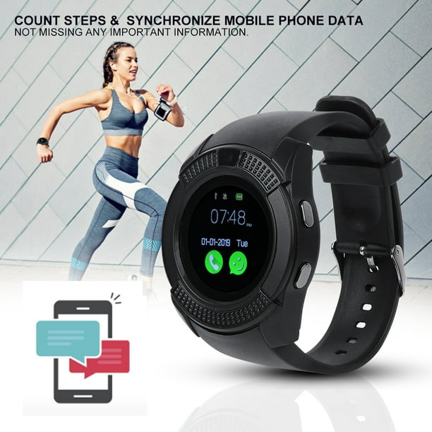 Reloj inteligente con pantalla redonda pulsera conteo de pasos tarjeta enchufable pulsera tactil reloj deportivo con funcion de pulsacion de informacion reloj inteligente V8 Bodega Aurrera en linea