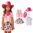 thumbnail image 4 of mgoYE Cowgirl Outfit for Girls Toddler Western Outfit with Hat and Bandanna Set(Pink,2-3 Years), 4 of 8
