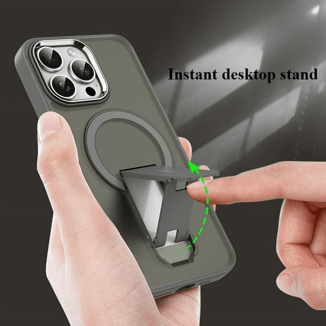 New Shockproof Metal Frame Matte Bracket Phone Case for iPhone 11 12 13 14 15 Pro Max 16promax Plus Magnetic Hard Cover