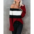 thumbnail image 2 of Off Shoulder Ribbed Knit Sweater Burgundy X-Large, 2 of 4