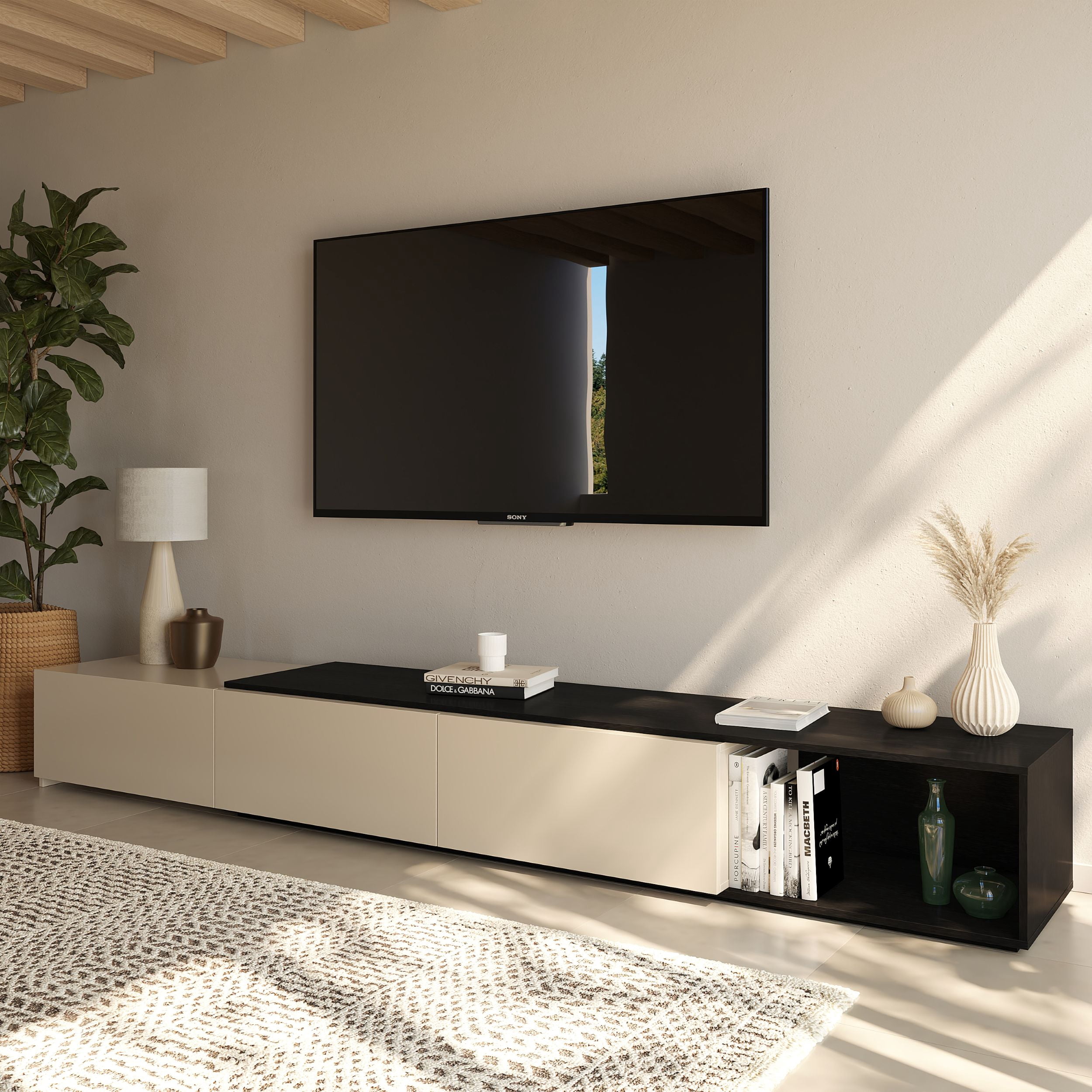 Nexera Arlo Extendable TV Console (66"-108"), Black