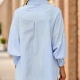 thumbnail image 3 of Weardear Women's Blouse Smocked Cuffed Striped Boyfriend Shirt With Pocket Casual Collar Long Sleeve Blouse Tops For Pocket Shirred, 3 of 7