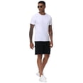 thumbnail image 4 of Muvtei Men's Casual Cargo Shorts Classic Relaxed Drawstring Stretch Elastic Waist Beach Shorts with 5 Pockets Black-42, 4 of 11