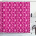 thumbnail image 1 of Abstract Shower Curtain, Shapes of Circle and Lines Dotted Circles Geometric Design, Fabric Bathroom Set with Hooks, 69W X 75L Inches Long, Magenta Pink, by Ambesonne, 1 of 3