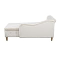 thumbnail image 4 of Chaise Lounge with Storage & Pillow, Modern Velvet Upholstered Rolled Arm Sofa Chair with Nailhead Trim for Living Room, Bedroom (Left Armrest-Beige), 4 of 8