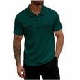 thumbnail image 2 of DayScoop Men's T-Shirts Solid Color Short Sleeve T Shirt Casual Turndown Collar Button Big & Tall Summer Fashion Cardigan Pocket Tops, 2 of 6