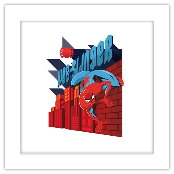 Gallery Pops Marvel Spider-Man - Geometric Web-Slinger Wall Art, White Framed Version, 12" x 12"