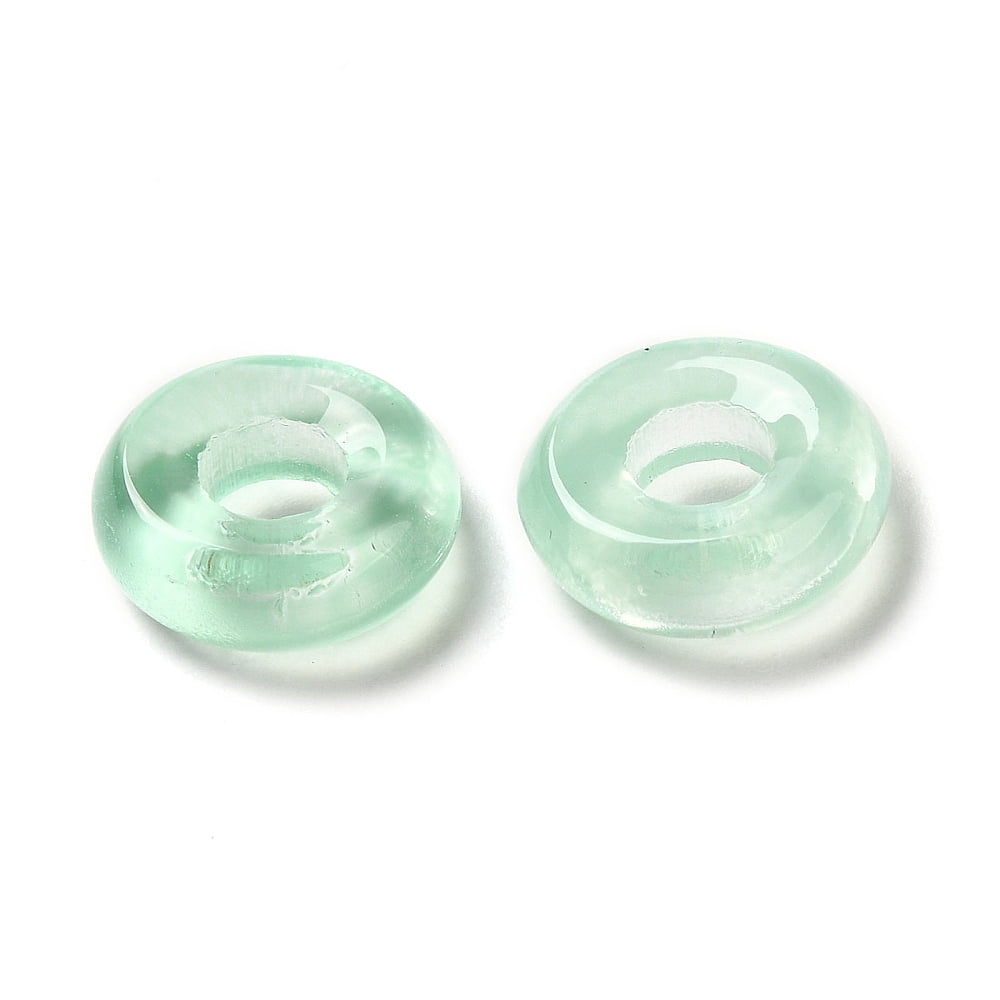 500 pc Transparent Glass European Beads Large Hole Flat Round Mixed Color 12x4mm Hole: 5mm
