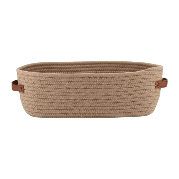 Canasta tejida de algodón con asas, cesta de almacenamiento, contenedor de organizador de baño para el hogar Caqui