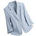 thumbnail image 3 of Gmluru Blazers For Women Blue Solid Color Lapel Button Elegant Suit Jacket Business Casual S-3XL, 3 of 6