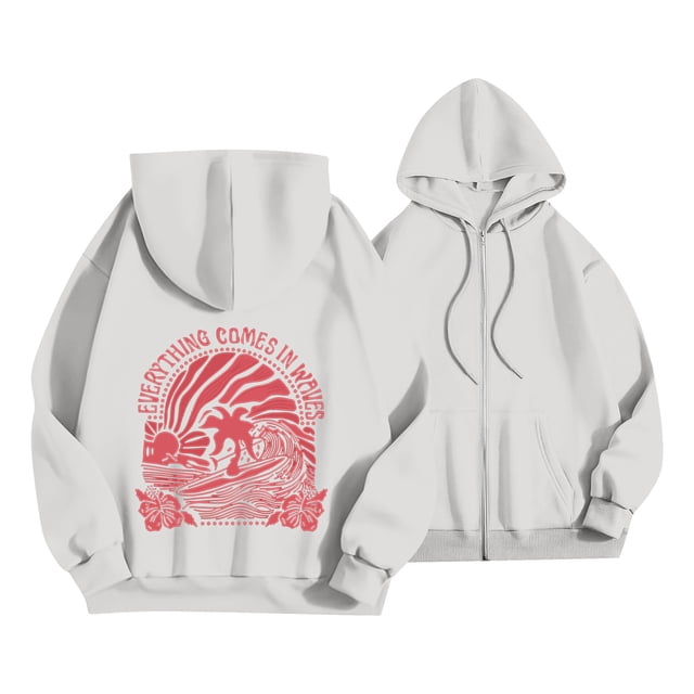 Sudadera con capucha Gotyou Pink Palm Puff para mujer gran tamaño rosa Gris L