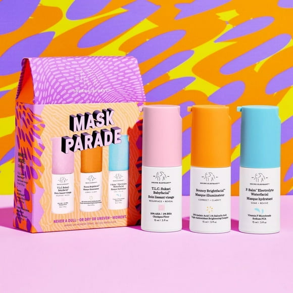 Drunk Elephant Mask Parade Kit Electrolyte Packed F-Balm Rehydrates 3pcs NEW