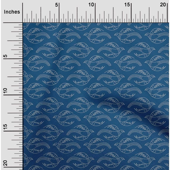 oneOone Organic Cotton Poplin Twill Fabric Bird Artistic Sashiko Print Fabric by Yard 42 Inch Wide