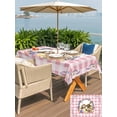 thumbnail image 4 of Outdoor Tablecloth with Umbrella Hole and Zipper, Easter Bunny Rectangle Table Cloth 54x80 Inch Waterproof Tablecloth, Spring Easter Eggs Chick Floral Pink Check Picnic Table Cover for Patio Camping, 4 of 7