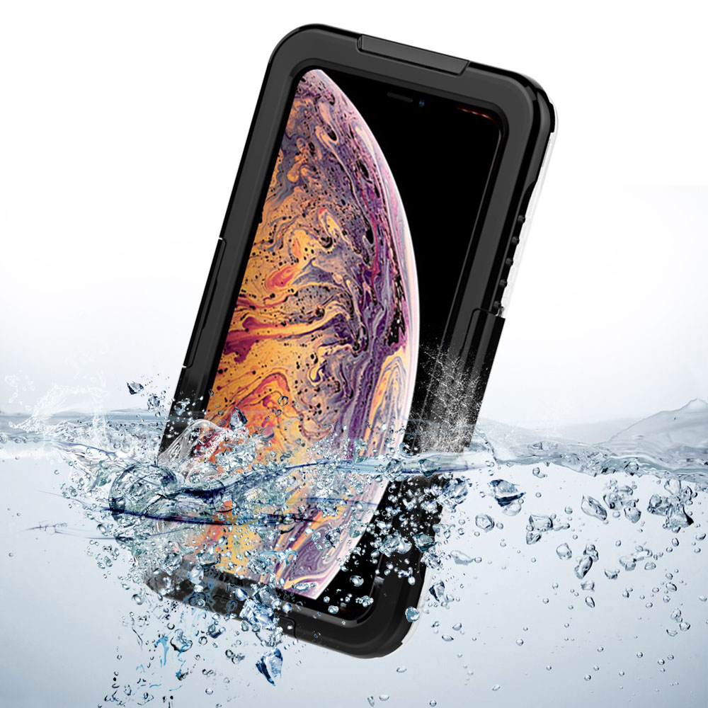 Premium Waterproof Sealed Hard Case for Apple iPhone XS / X with Plastic Screen Cover For Swimming, Camping, Outdoor Use (Black)