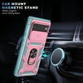 thumbnail image 2 of Allytech Cover Case for Google Pixel 6 with Slide Camera Cover, Hard PC Back & Soft TPU Bumper Drop Proof Lens Protection Ring Holder Kickstand Rugged Case for Google Pixel 6 5G 6.4" 2021,Pink + Green, 2 of 11