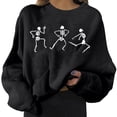 thumbnail image 2 of Women Crewneck Pullover Sweatshirt Solid Sweater Lightweight Hedging Printed Loose Round Neck dies para Winter Autumn M Macarena Sudadera de Crewneck, 2 of 7