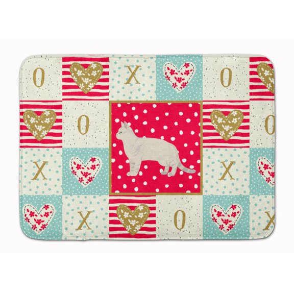 American Shorthair 2 Cat Love Machine Washable Memory Foam Mat Red