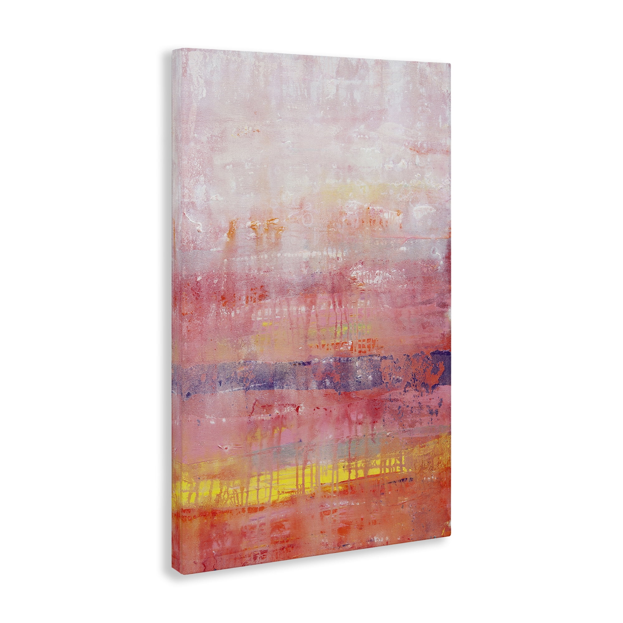 Stupell Industries Modern Paint Drip on Pink Abstract Painting Gallery Wrapped Canvas Art Print Wall Art, 24 x 36