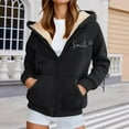 thumbnail image 2 of Cnbwig Womens Hoodies Casual Sweatshirts Solid Color Zip Up Fleece Hoodie Letter Print Winter Jacket with Pocket Thick Warm for Outdoor Sports Streetwear Coat for Ladies Hoodies Black XXXL, 2 of 5