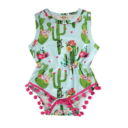 

Toddler Girl Clothes Kid Cartoon Printed Tassel Romper Bodysuit Outfitset