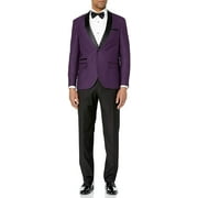 Adam Baker Mens Slim Fit One Button Satin Shawl Collar 2-Piece Tuxedo Suit - Available in Colors
