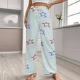 thumbnail image 2 of American Flag Blue Red White Women's Pajamas Pajama Pants Women's Sleepwear Lounge Sleep Bottoms Stretch with Pockets, 2 of 7