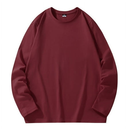 HOMADLES Mens Loose Pullover Crewneck Long Shirt for Men Soft Solid Tops Wine 4XL