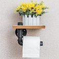 thumbnail image 3 of Industrial Wooden Shelves Iron Pipe Racks - Wrought Iron Wall Mounted Rack For Bathroom - Retro Style Toilet Paper Holder, 3 of 5