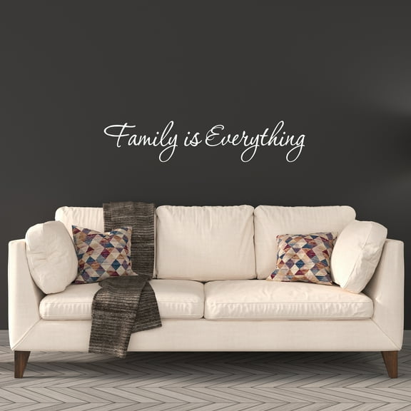 VWAQ Family is Everything Wall Decal Quotes Home Decor Vinyl Quotes (7"H x 34"W White)