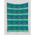 thumbnail image 1 of Fish Tapestry, Cartoon Style Illustration of Ocean with Flora and Fauna Deep Sea Life Composition, Wall Hanging for Bedroom Living Room Dorm Decor, 60W X 80L Inches, Multicolor, by Ambesonne, 1 of 2