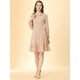 thumbnail image 3 of Vestido A Media Pierna Allegra K de Leopardo con Dobladillo con Volantes y Manga Larga Rosa S, 3 of 6