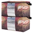 thumbnail image 2 of WOBOGO Sunset Flamingo Pattern Clothes Storage 2Pack Foldable Thick Fabric Blanket Organizer Bag with Handle 24.8×16.93×16.17in, 2 of 7