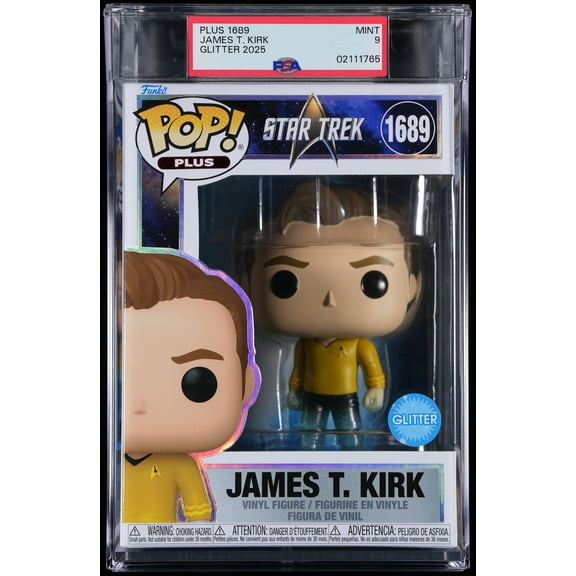 Bundle with PSA 9 MINT Graded James T. Kirk #1689 Star Trek Collectible Vinyl Figure - Fully Encapsulated with Compatible Funko Pop! PSA Hard Protector Case
