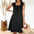 thumbnail image 4 of HBGVBA Women's Summer Mini Dress,Plus Size Short Sleeve Dresses,Summer Solid Color Lace Cami Round Neck Loose Midi Dress, 4 of 5