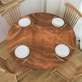 thumbnail image 3 of Round Fitted Tablecloth,Walnut Wood Texture, Elastic Edged Table Cover, Outdoor & Indoor, Picnic, Patio, Lodge Party Decor Present, Tablecloth Size 50"(Fit for 38.2"-42.1" Table), 3 of 4