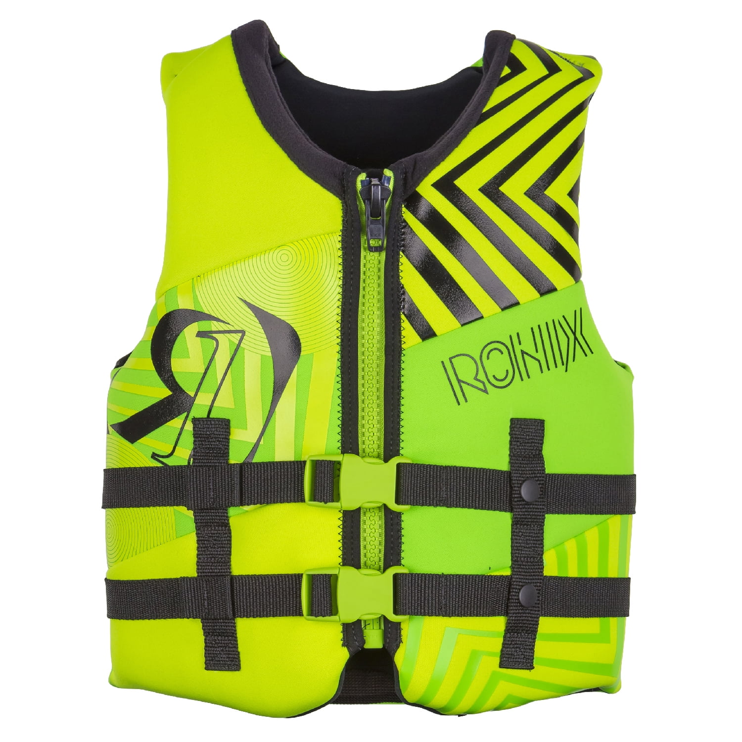 Ronix 2018 Vision Boy's Front Zip CGA Vest Youth (Lime Yellow) Kid's Life Jacket by