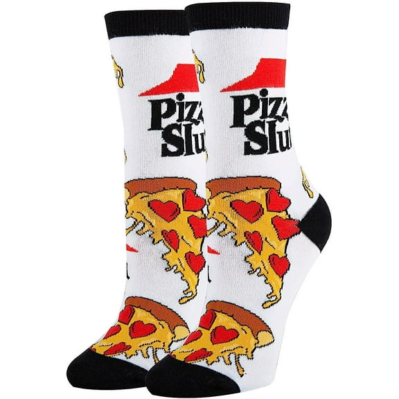 Women’s Novelty Humor Crew Socks, Crazy Funny Cotton Dress Socks Gift - Pizza Sl*t