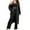 Black, variant on QUYUON Women 3 Piece Lounge Set Casual Long Sleeve Open Front Cardigans Jackets with Pocket Belted Sleeveless Crop Tops and Drawstring Elastic Waist Pants Fall Outfits Black L