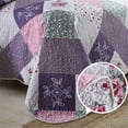 WONGS BEDDING Grid Patchwork Quilt Set King Size,3 Pcs Purple Bedspread