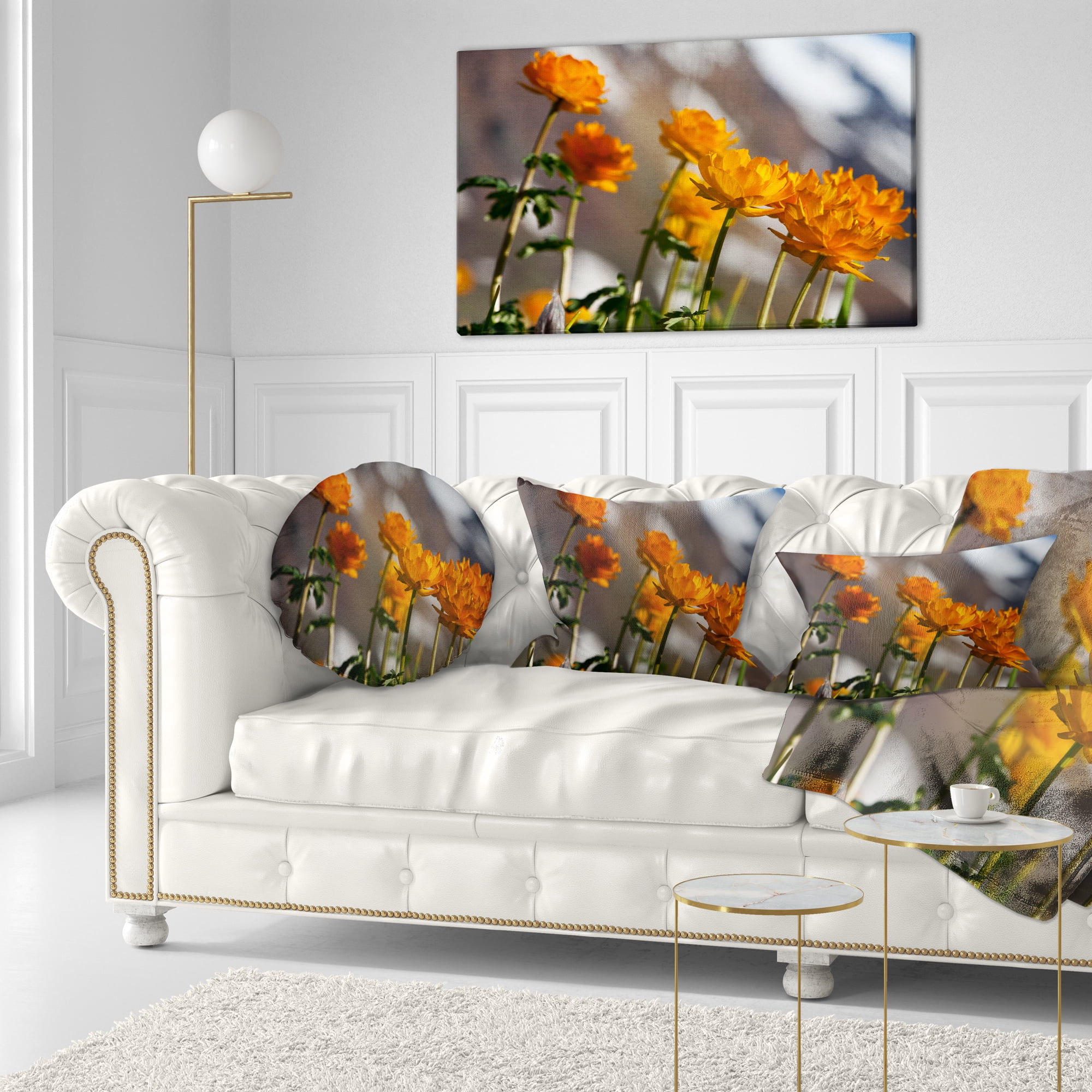 Designart 12" x 20" Yellow Polyester Throw Pillow
