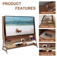 thumbnail image 3 of Solid Wood Rolling TV Stand for TVs up to 65", Media Console Tv Cart with Wheels, Mid Century Entertainment Center with Storage for Living Room & Office, Walnut, 3 of 11