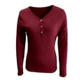 thumbnail image 3 of RXMEKW Long Sleeve V-Neck Base Layer Shirt For Women, Casual Solid Color Polyester Top, 3 of 8