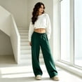 thumbnail image 6 of Evdexr Wide Leg Sweatpants Womens with Pockets Elastic Waist Baggy Trousers Fall Winter Palazzo Casual Pants Lightweight High Waisted Solid Color Joggers M, 6 of 6