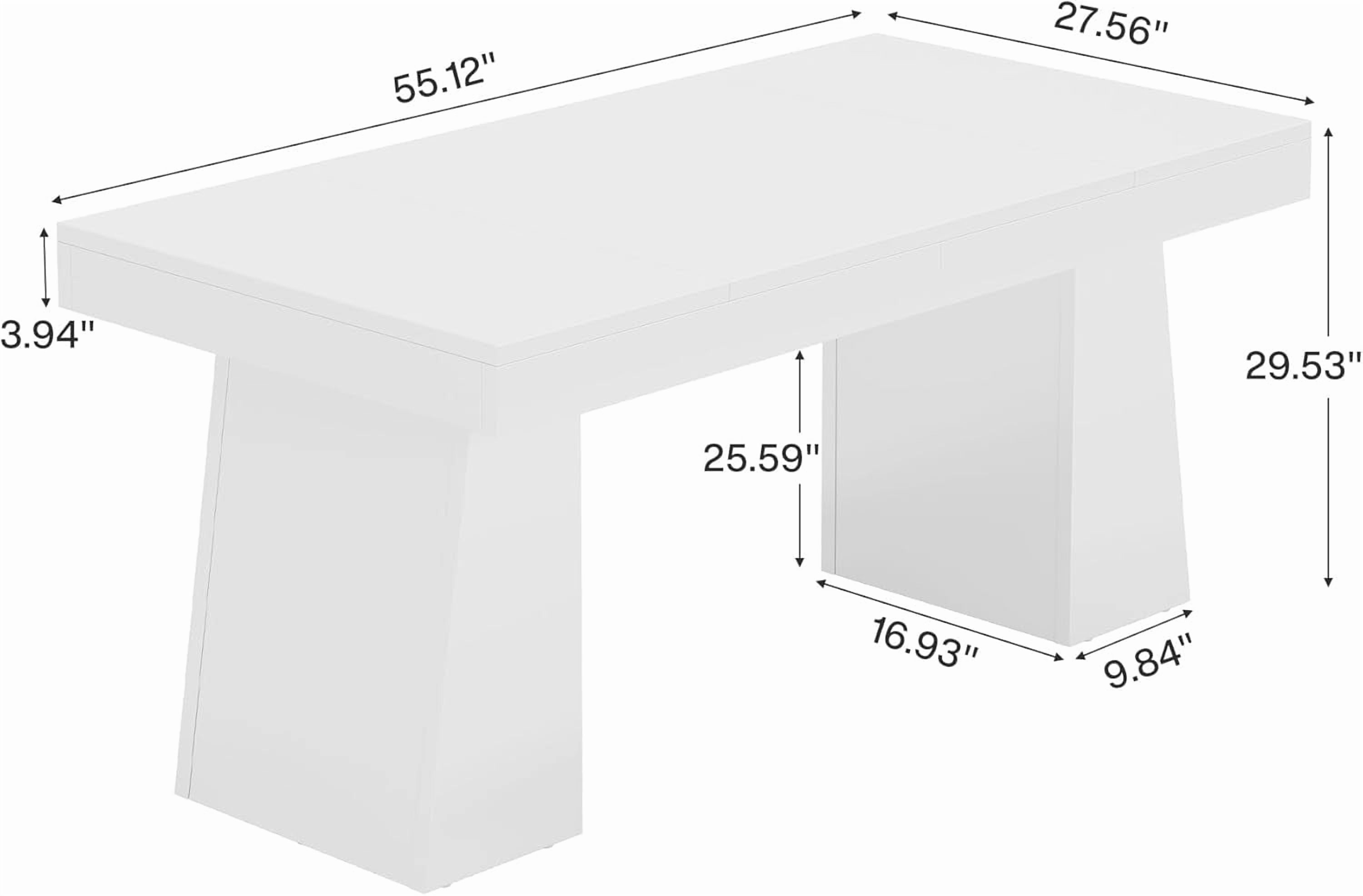 Tribesigns 55“ Dining Table for 4-6, Rectangular Wooden Dining Room Table, Kitchen Dinner Table, White