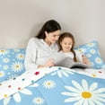 thumbnail image 4 of jejeloiu Cute Cartoon Floral 7 Pieces Bedding Comforter Set,Kawaii Daisy Blossom Full Bedding Set,White Blue Fitted Sheet Flat Sheet For Girls,Ultra Soft Home Decor Reversible, 4 of 8