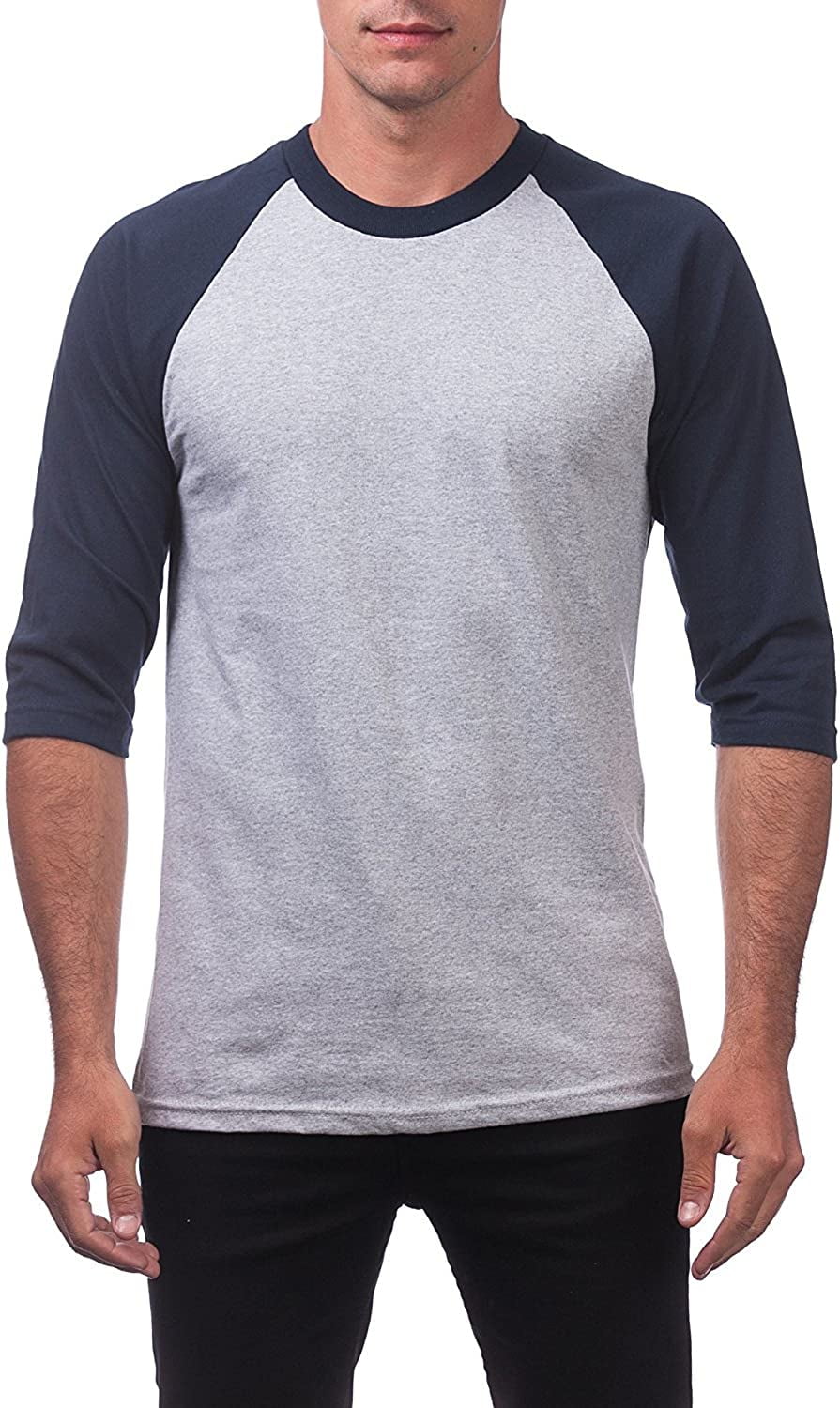 Pro Club Men's 3/4 Sleeve Crew Neck Baseball Shirt